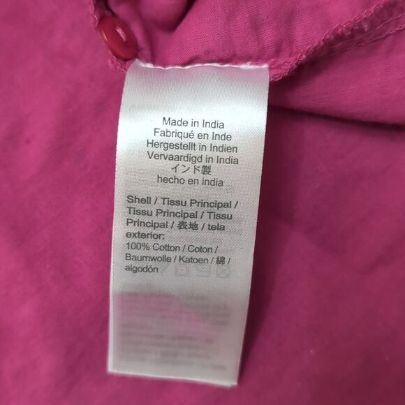 Jcrew pink button-front eyelet peasant top 100% cotton lined size M - Picture 3 of 11